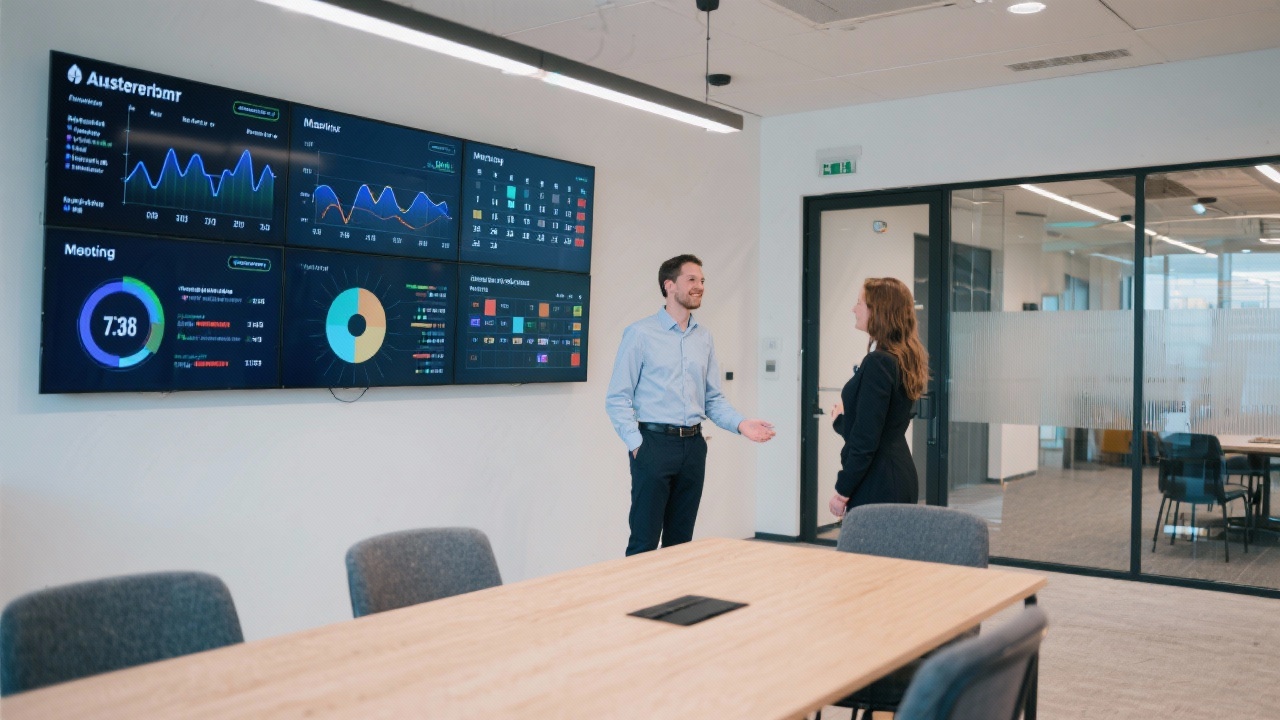 Interactive workshop session where business stakeholders map customer journeys and data touchpoints guided by analytics consultant using digital whiteboard